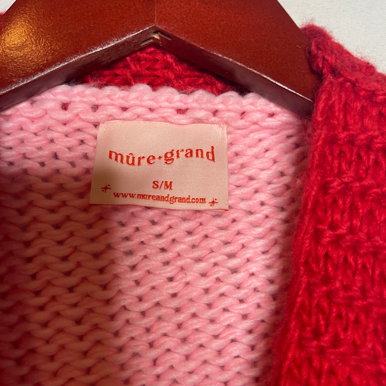 Mure + Grand Pink Red Follow Your Heart Puff Open Cardigan S/M — image 4 of 7